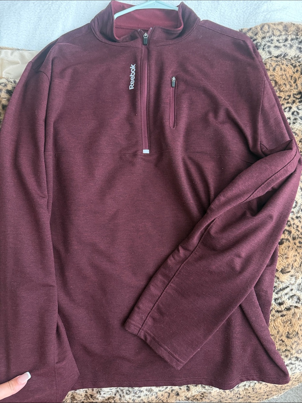 Reebok Men's Burgundy Quarter-Zip Pullover Sweater